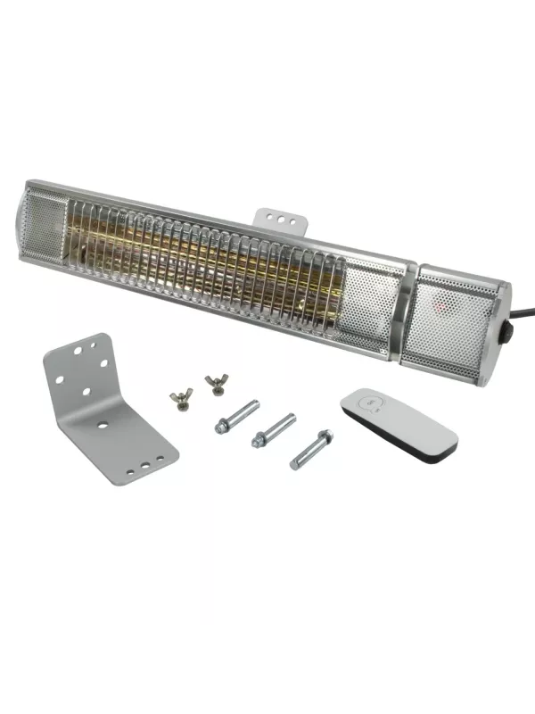 Levante 1.5kW Quartz Patio Heater with Remote Silver